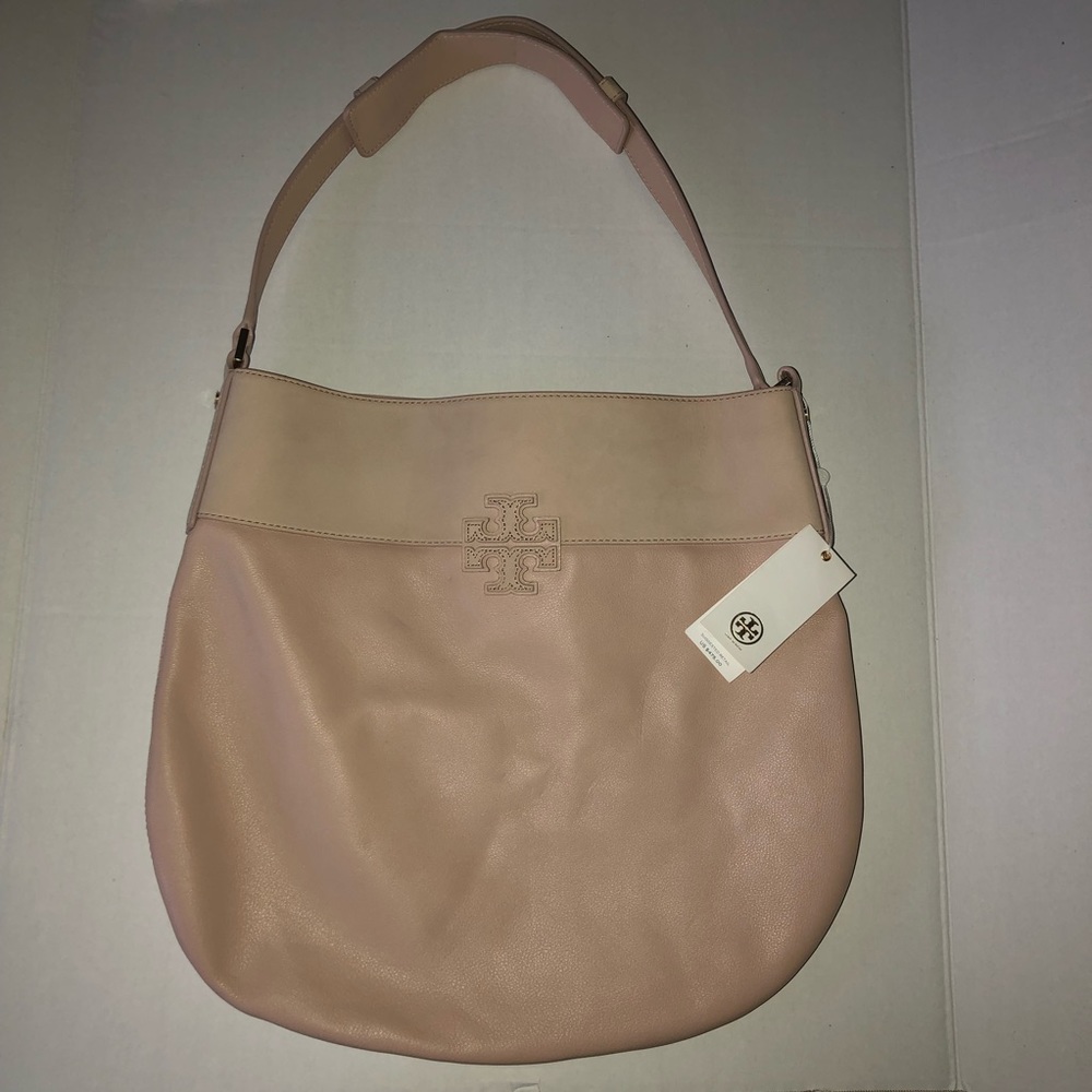 Tory Burch Stacked- T Mixed Material Hobo